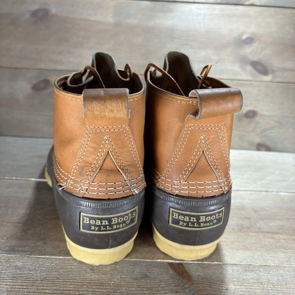 ll bean duck boot mens size 10 shoes brown leather waterproof winter rain - Picture 4 of 11
